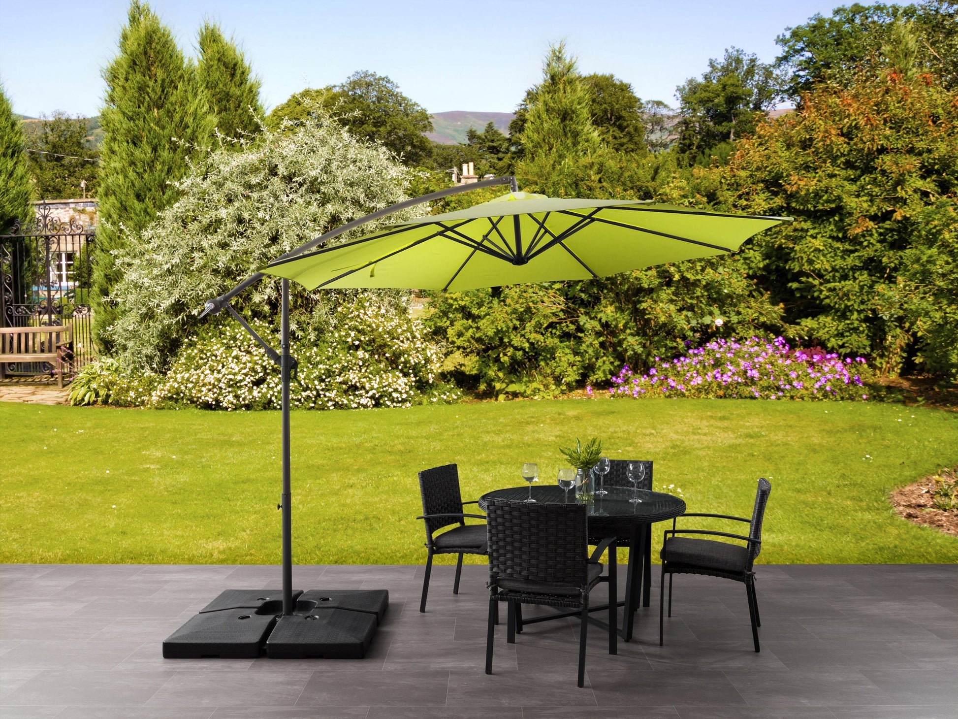 corliving offset patio umbrella ppu 440 9.5ft Tilting Offset Patio Umbrella - Lime Green - FINAL SALE ITEM