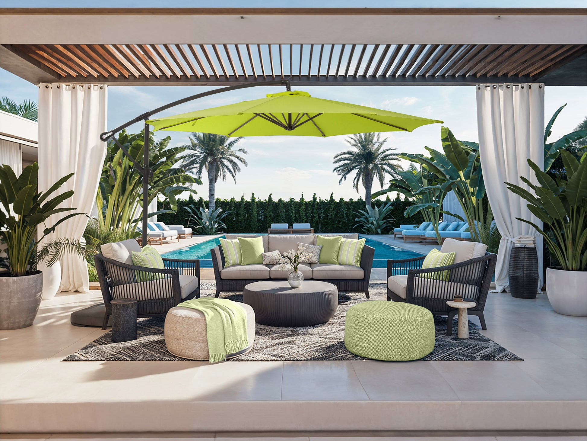 corliving offset patio umbrella ppu 440 9.5ft Tilting Offset Patio Umbrella - Lime Green - FINAL SALE ITEM