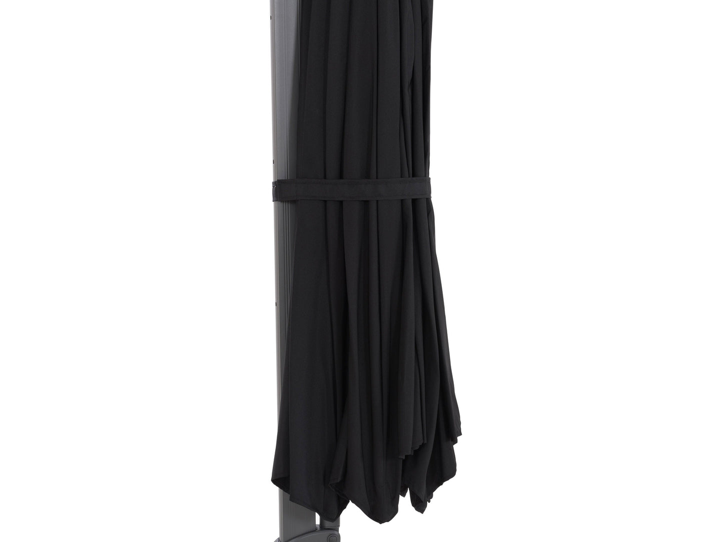 Black 11.5ft deluxe offset patio umbrella with sturdy base, adjustable canopy, and weather-resistant fabric.