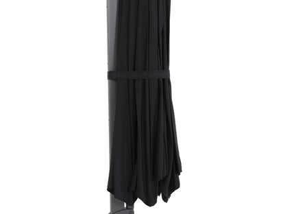 Black 11.5ft deluxe offset patio umbrella with sturdy base, adjustable canopy, and weather-resistant fabric.