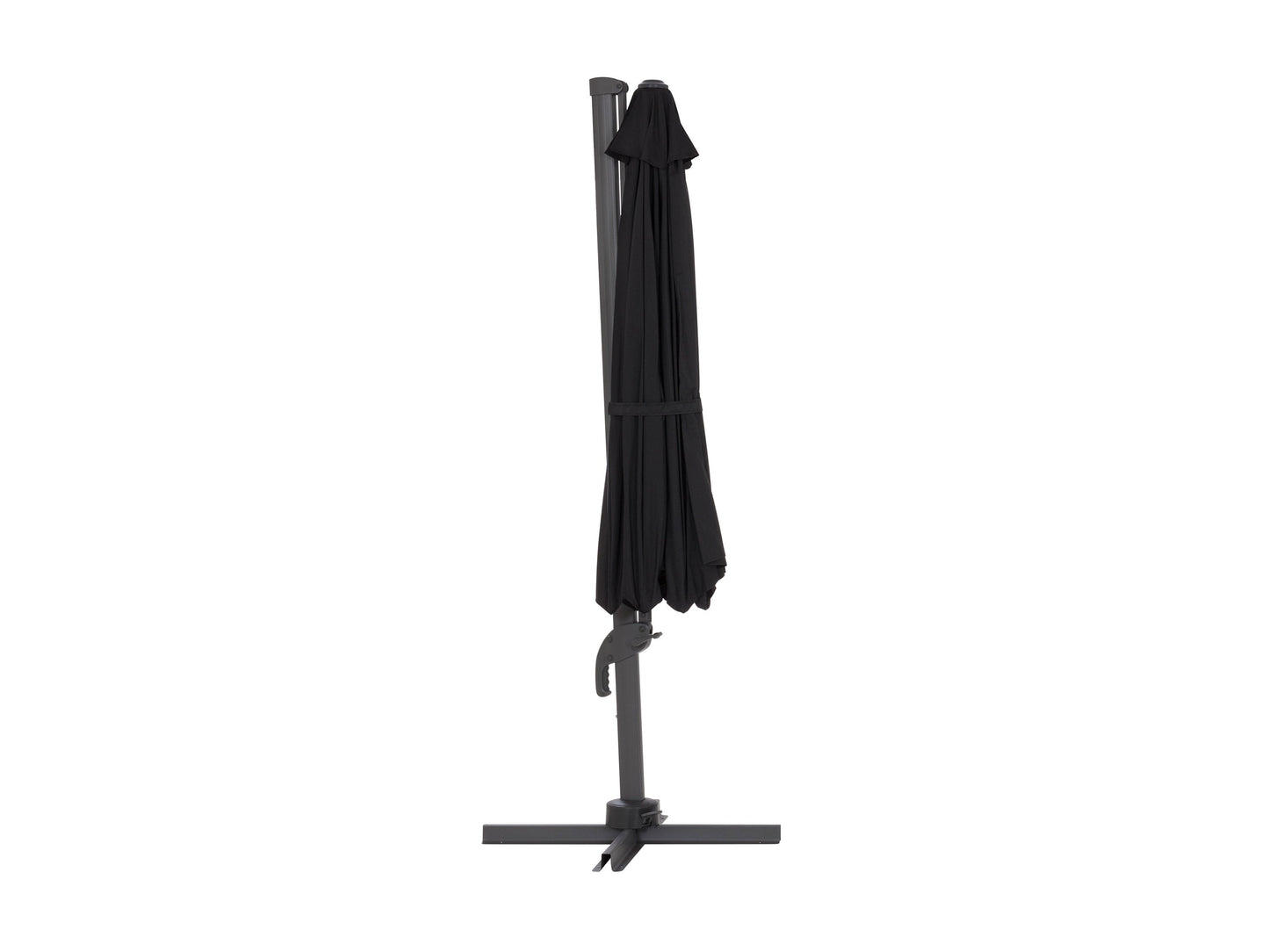 Black 11.5ft deluxe offset patio umbrella with UV protection, sturdy aluminum pole, and easy tilt mechanism.