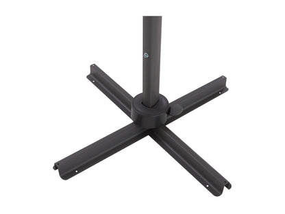 Black 11.5ft deluxe offset patio umbrella with adjustable canopy, durable frame, and UV protection.