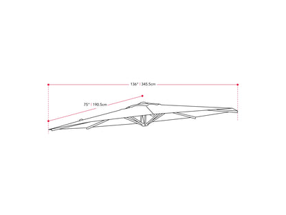 11.5ft deluxe offset patio umbrella canopy replacement in beige, made of durable polyester fabric, features UV protection and water resistance, fits most standard offset umbrella frames, ideal for outdoor use.