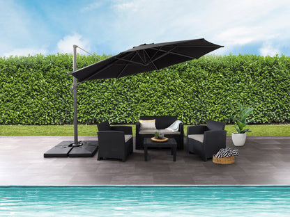 Alt Text: Deluxe offset patio umbrella canopy replacement in beige with durable fabric, 11.5ft wide, UV-resistant, and water-repellent, perfect for outdoor shade on patios and gardens.