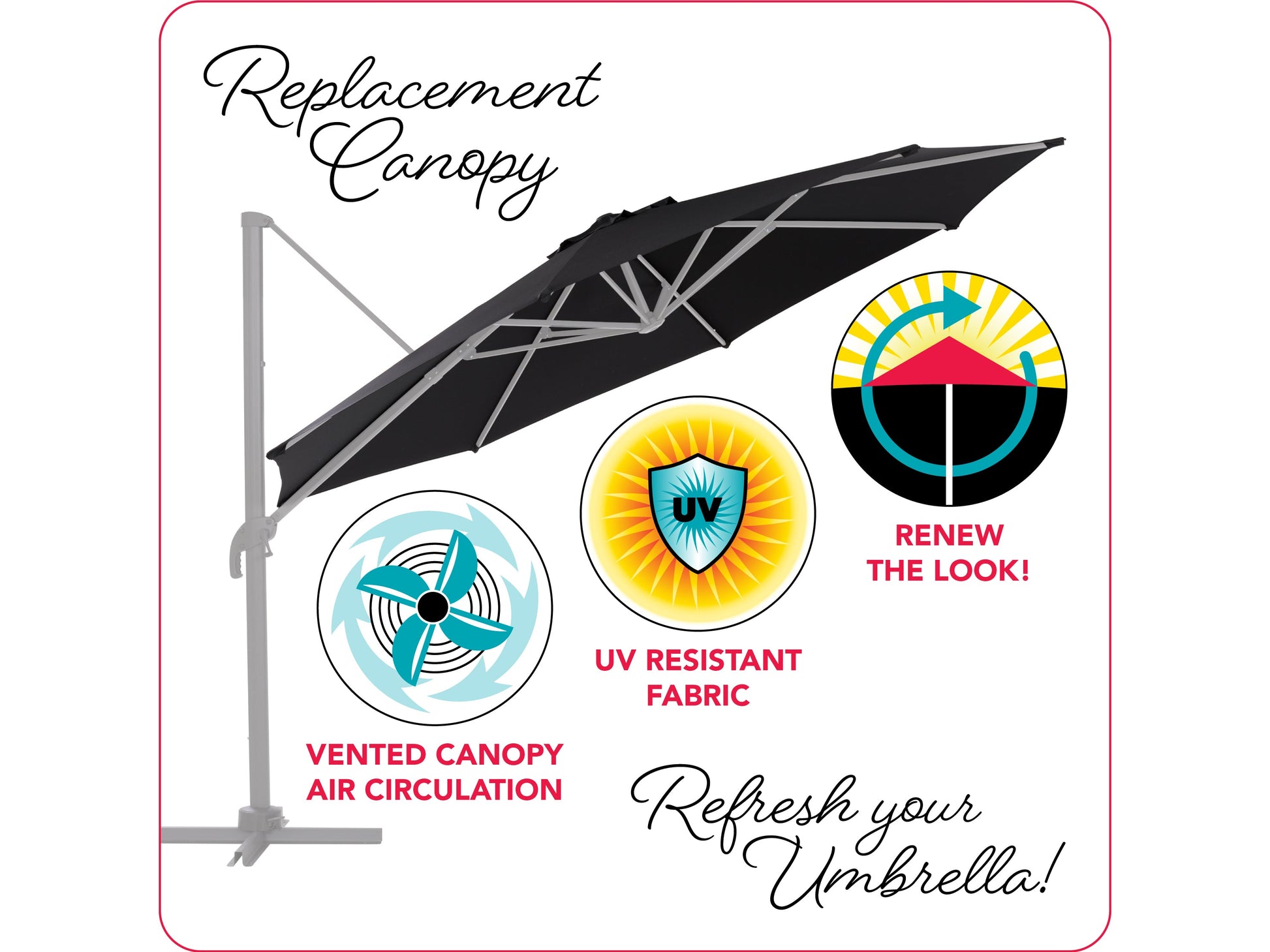 11.5ft deluxe offset patio umbrella canopy replacement in beige with UV-resistant fabric, featuring a vented top for airflow and reinforced stitching for durability. Ideal for outdoor shade and patio decor.