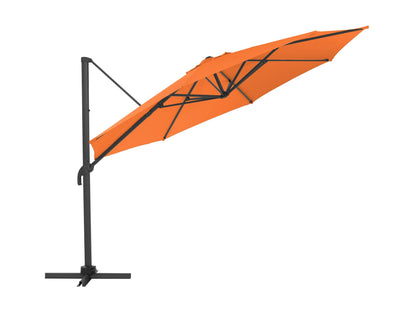 Orange 11.5ft deluxe offset patio umbrella with sturdy metal frame, UV-resistant fabric, and easy tilt adjustment.