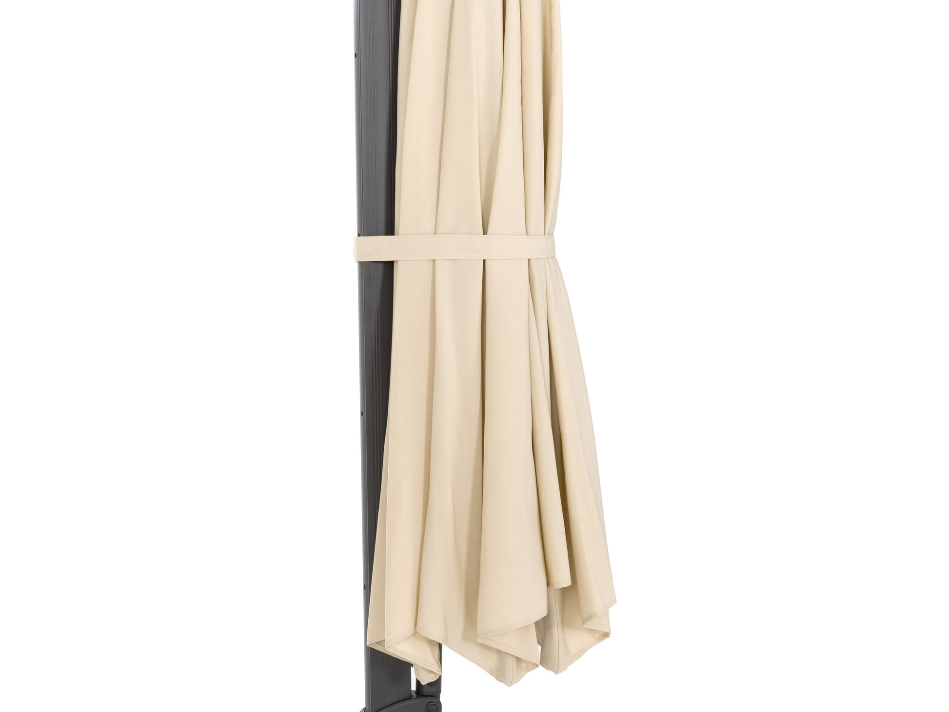 Deluxe offset patio umbrella, 11.5ft, warm white canopy, aluminum frame, adjustable tilt, outdoor shade solution.