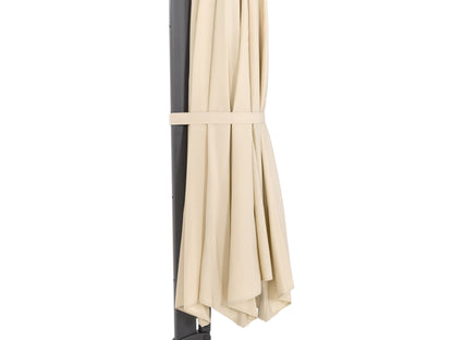 Deluxe offset patio umbrella, 11.5ft, warm white canopy, aluminum frame, adjustable tilt, outdoor shade solution.