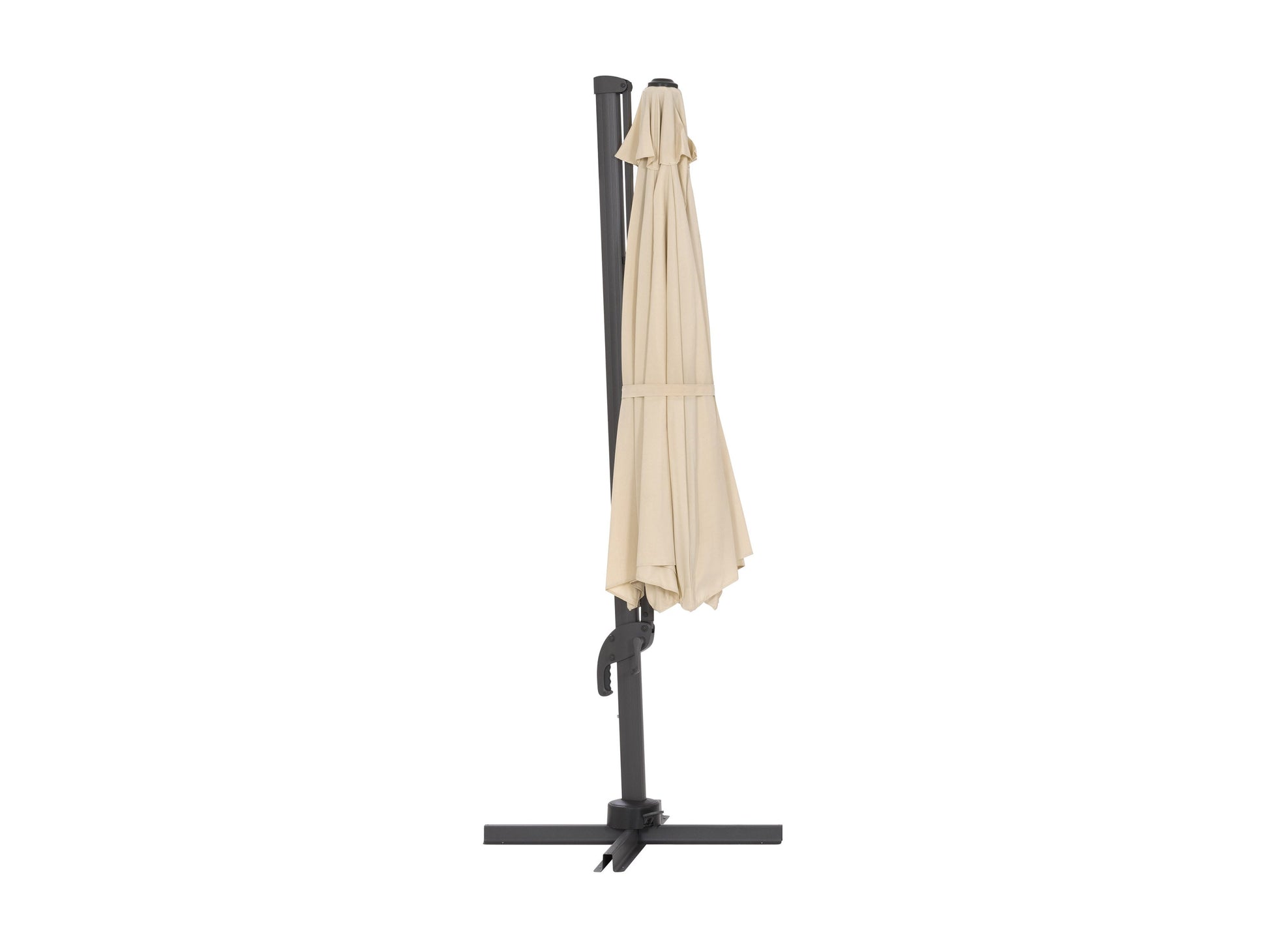 11.5ft deluxe offset patio umbrella in warm white with sturdy aluminum frame and UV-resistant canopy.