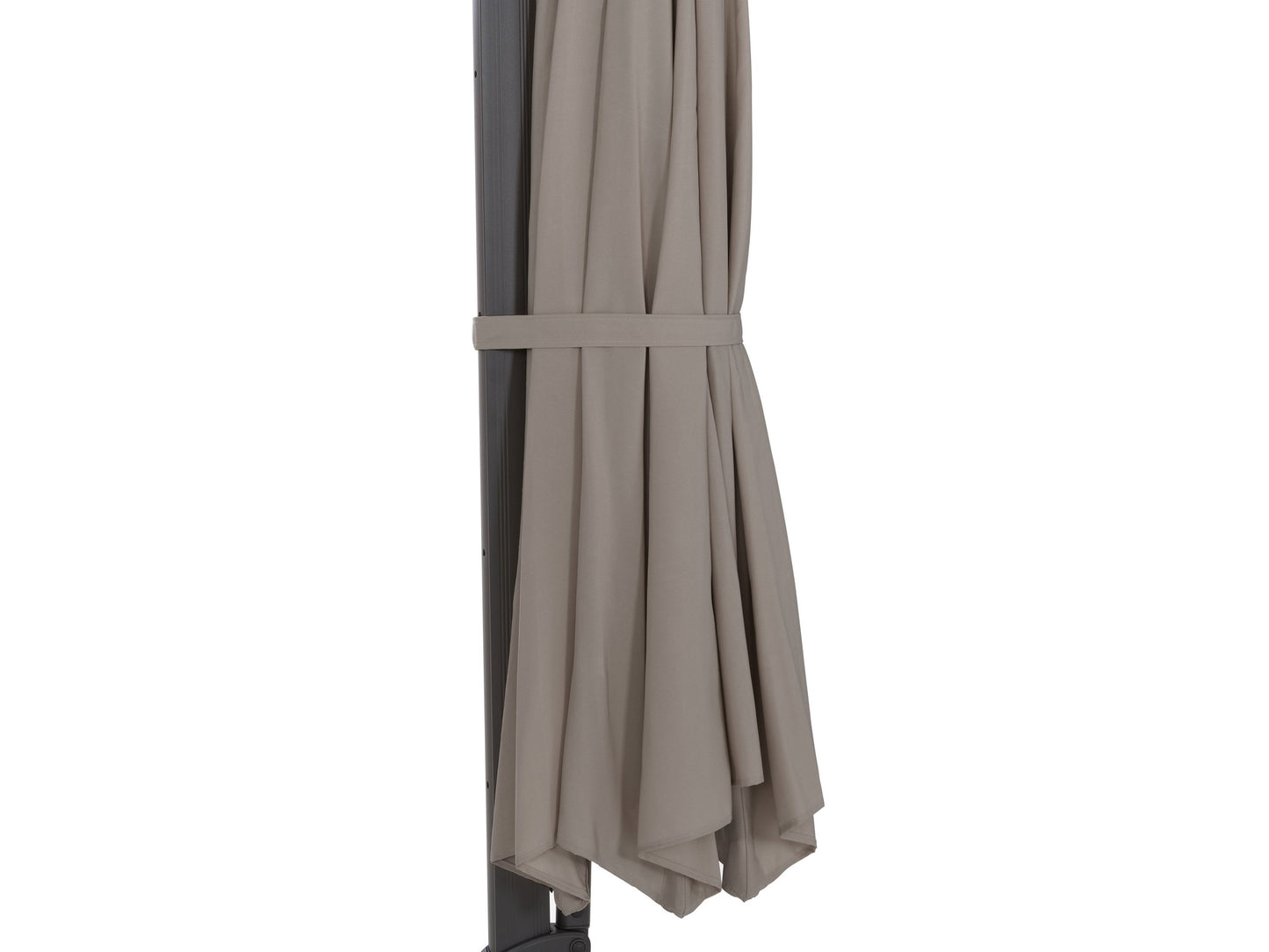 Deluxe grey offset patio umbrella with 11.5ft canopy, adjustable tilt, and sturdy aluminum frame.