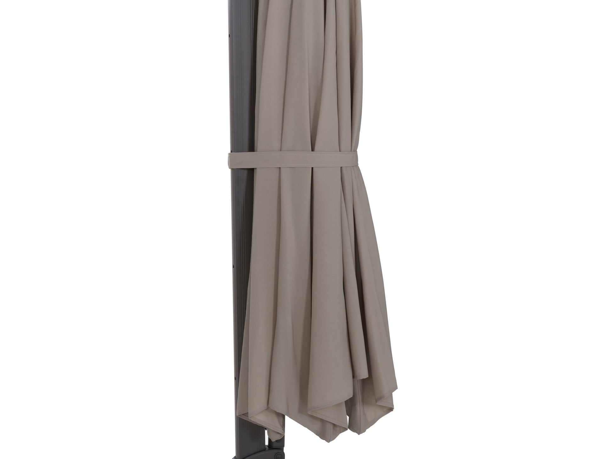 Deluxe grey offset patio umbrella with 11.5ft canopy, adjustable tilt, and sturdy aluminum frame.