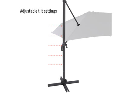 Lime green offset patio umbrella with 11.5ft canopy and sturdy aluminum frame, perfect for outdoor shade.