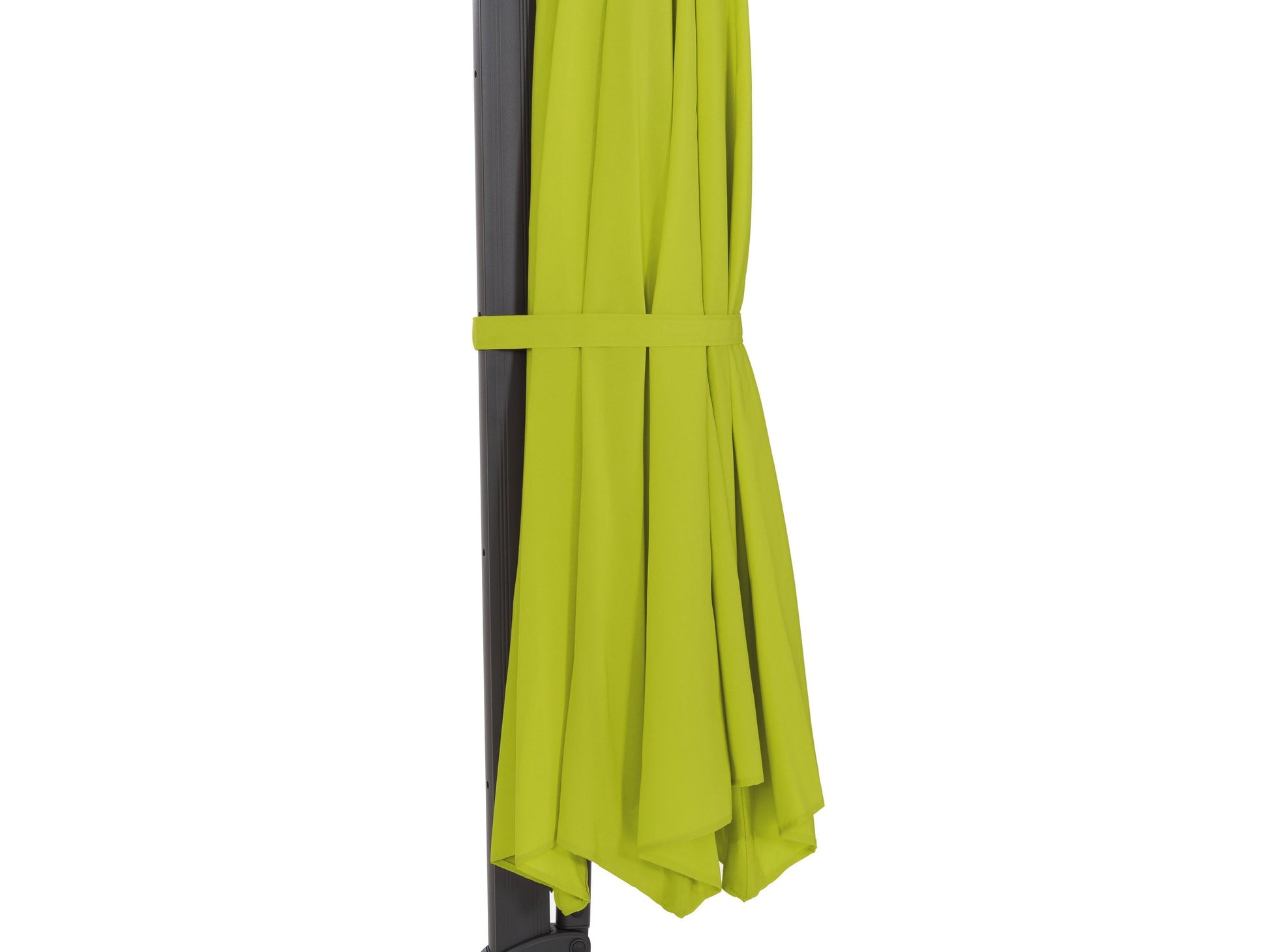 Lime green deluxe offset patio umbrella with 11.5ft canopy, UV protection, and sturdy aluminum frame.
