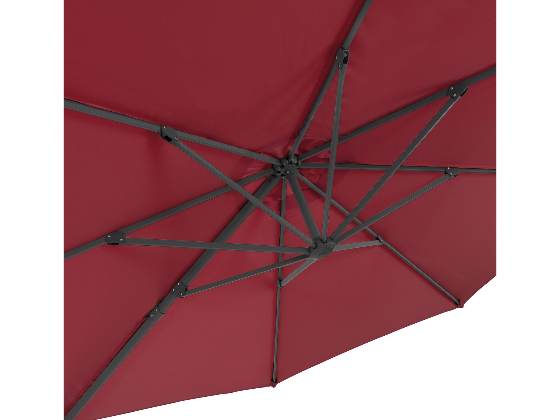 Wine red 11.5ft deluxe offset patio umbrella with UV protection and sturdy aluminum frame.