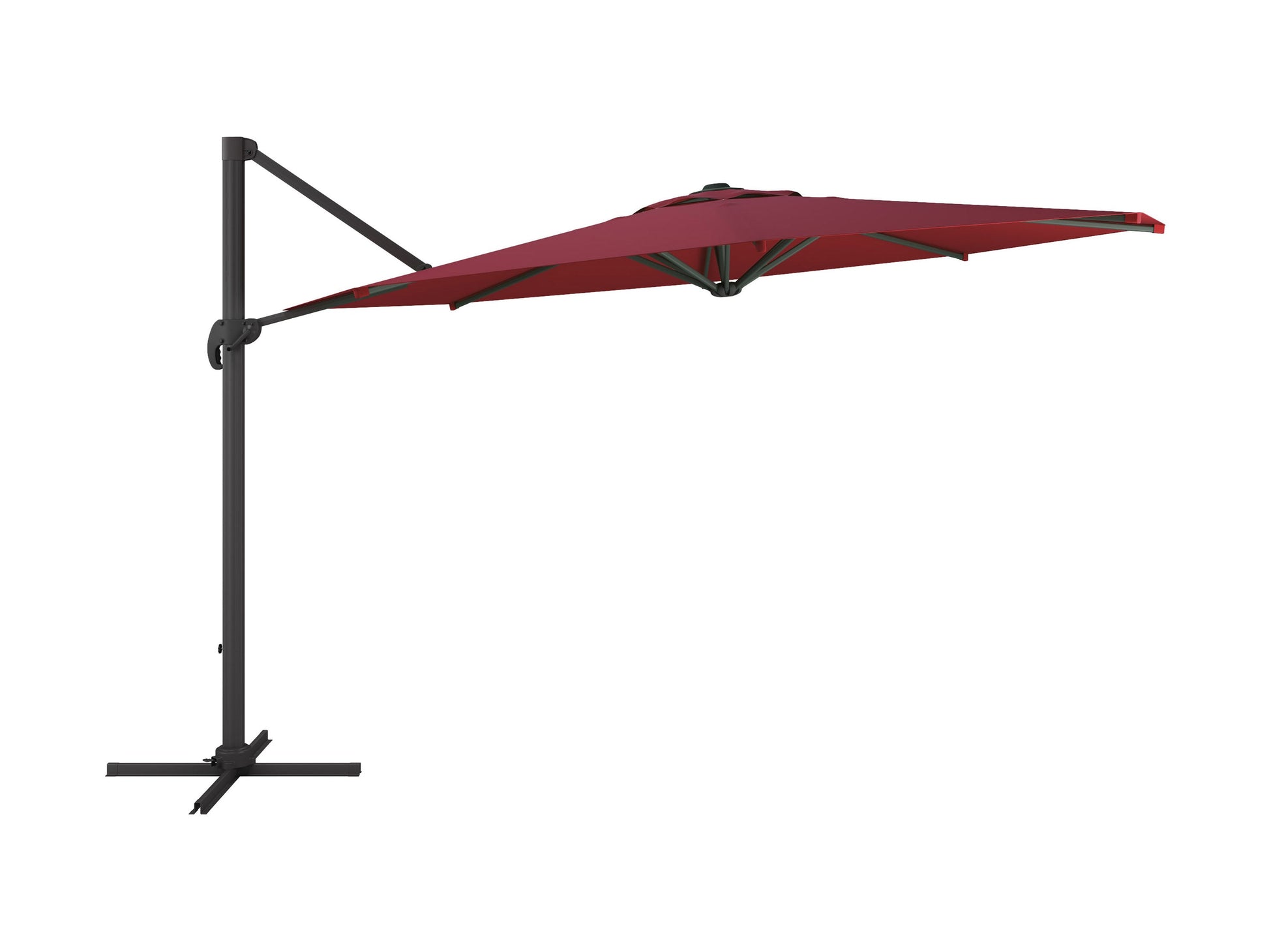 Wine red 11.5ft deluxe offset patio umbrella with sturdy aluminum frame and UV-resistant canopy.