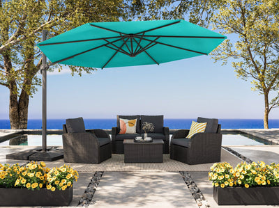 turquoise blue deluxe offset patio umbrella 500 Series lifestyle scene CorLiving#color_ppu-turquoise-blue