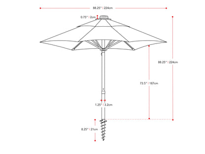 Warm white 7.5ft beach umbrella with UV protection, sturdy metal pole, and adjustable tilt for optimal sun coverage.