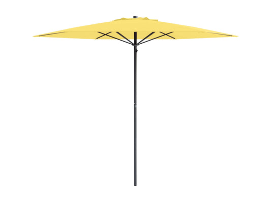 Yellow 7.5ft beach umbrella with UV protection, sturdy metal pole, and tilt mechanism for adjustable shade.