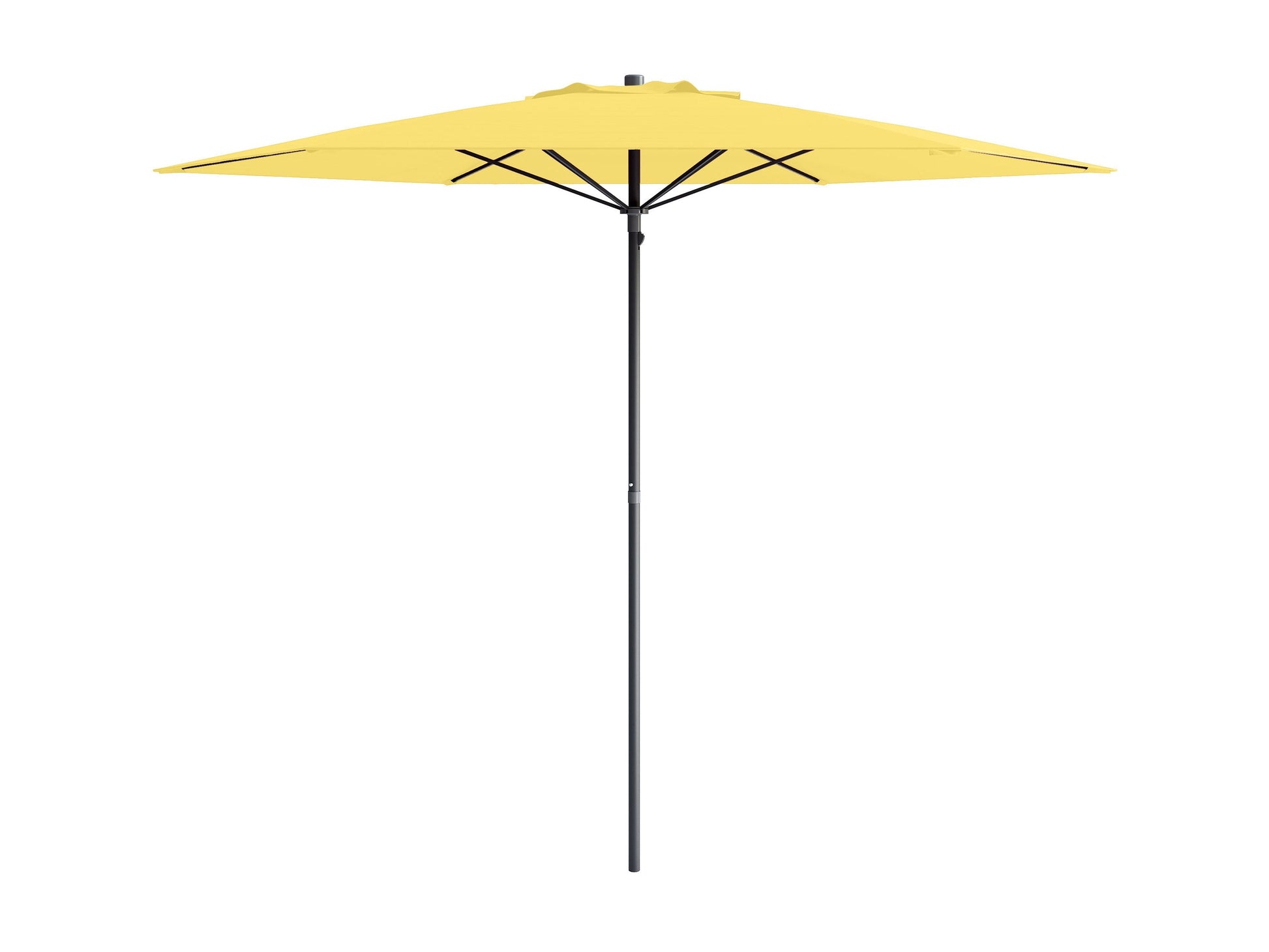 Yellow 7.5ft beach umbrella with UV protection, sturdy metal pole, and tilt mechanism for adjustable shade.