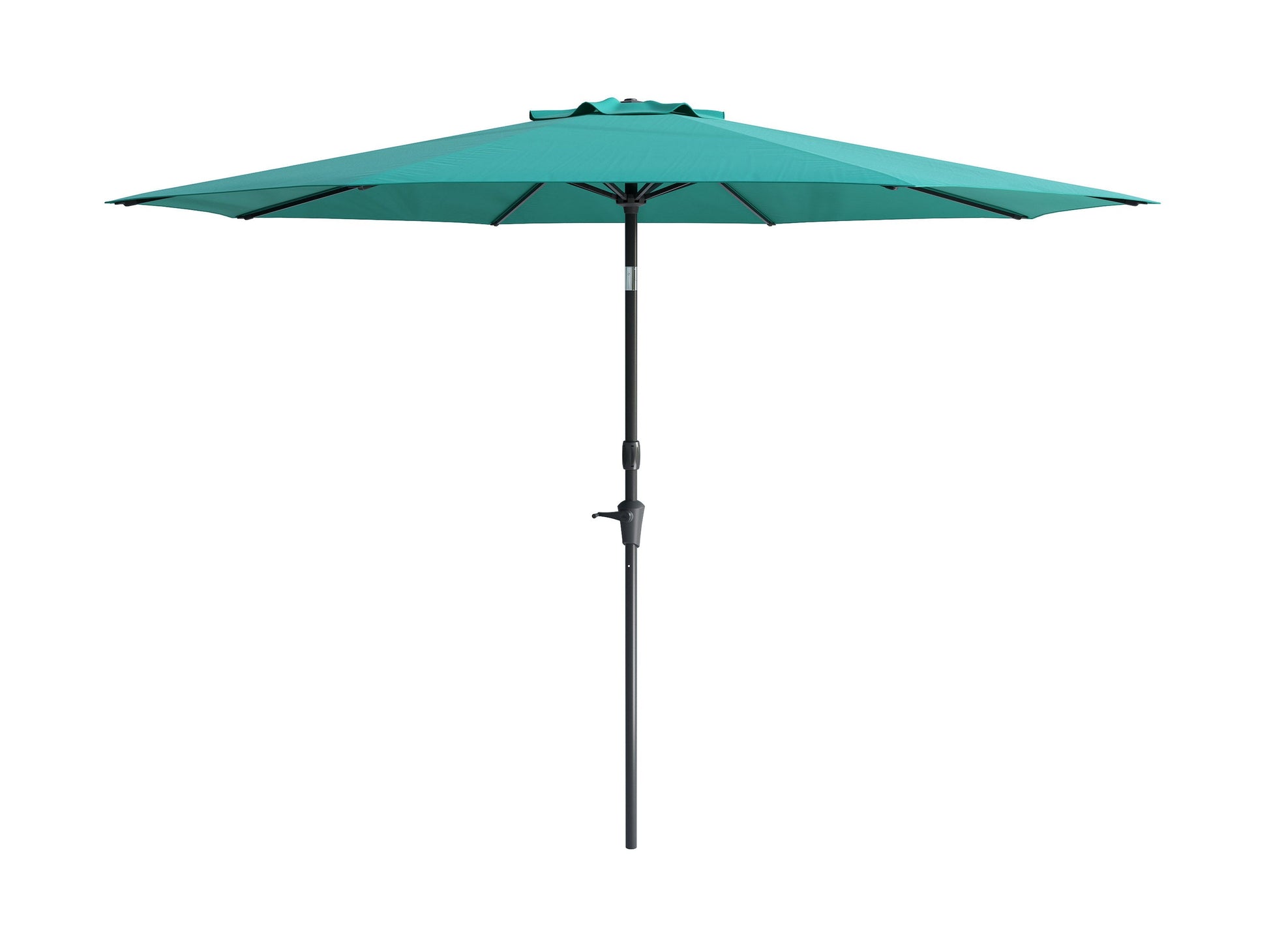 Turquoise 10ft wind-resistant patio umbrella with sturdy pole and canopy, perfect for outdoor shade and weather protection.