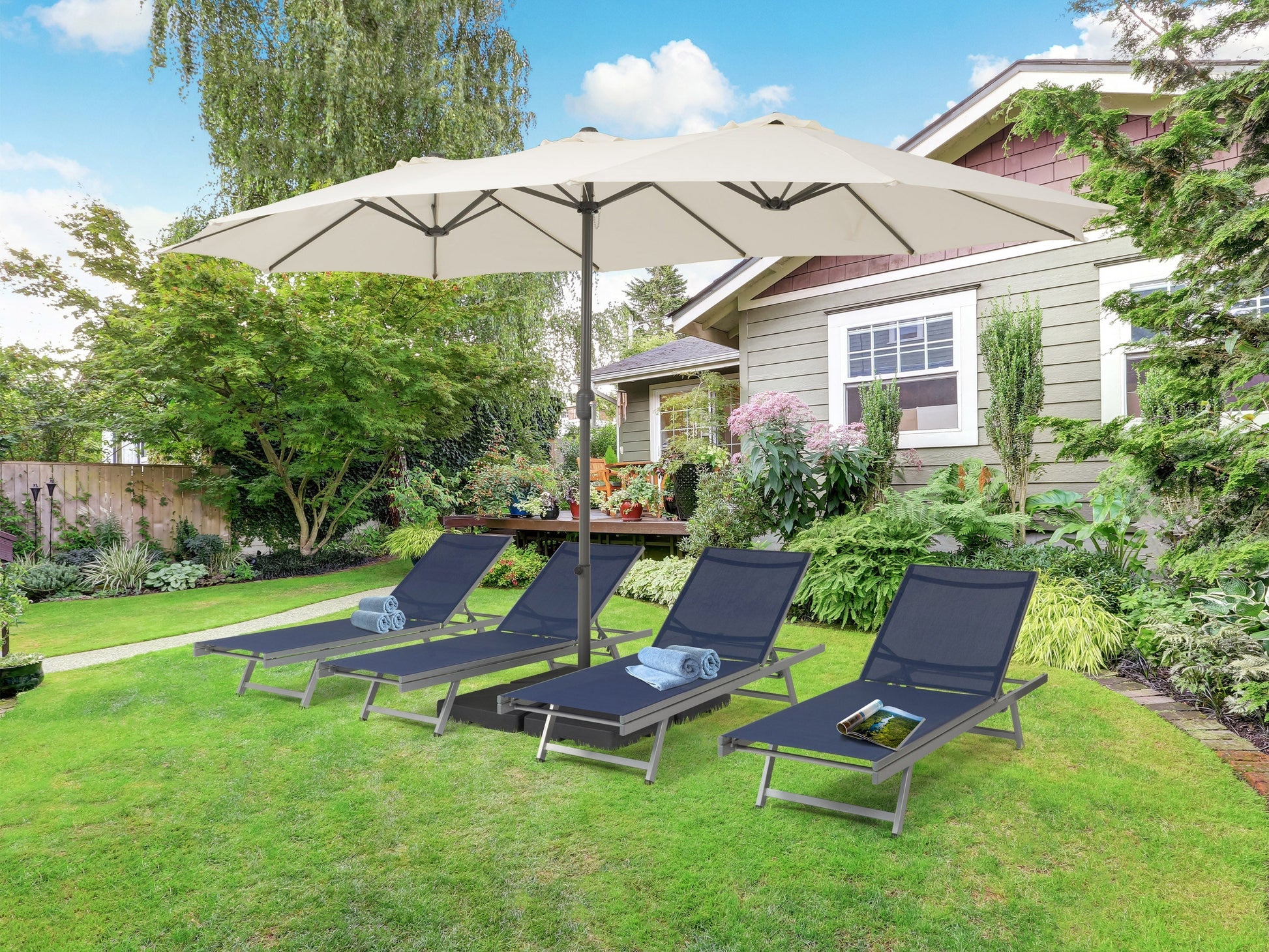 corliving patio umbrella Double Patio Umbrella