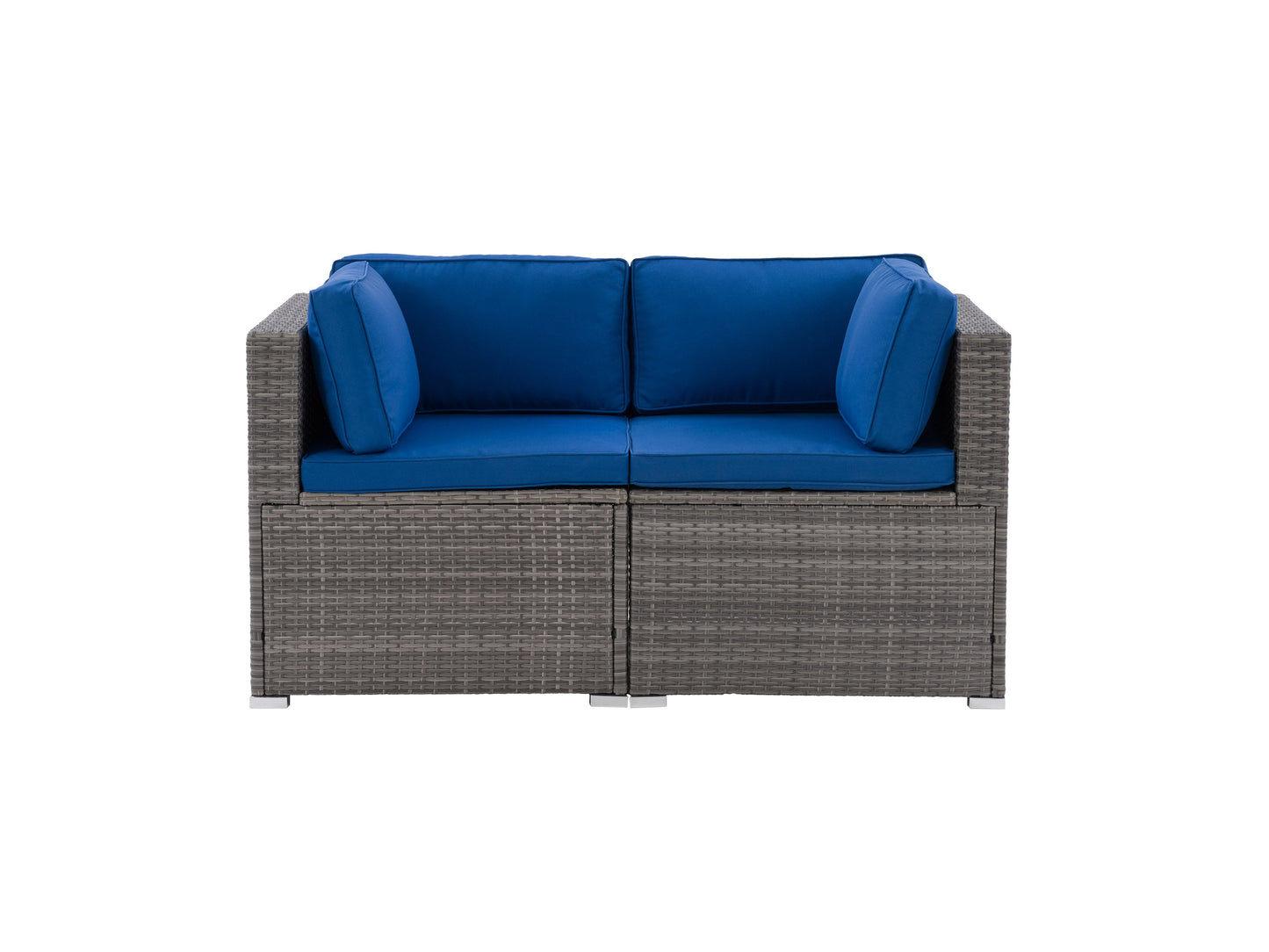 Modern patio chair with gray cushioned seat and backrest, featuring a sleek black metal frame and armrests, perfect for outdoor lounging.