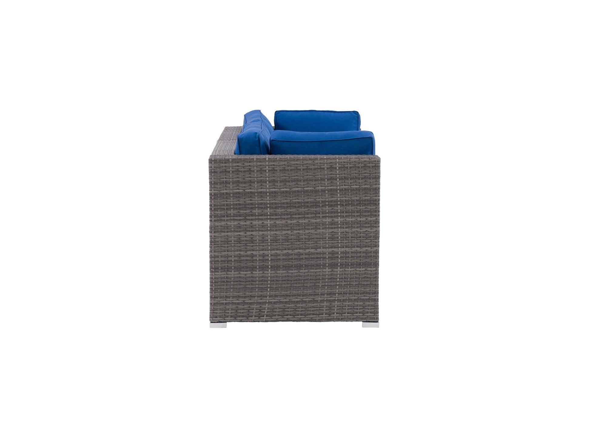 Black and white modern patio chair with sleek metal frame and cushioned seat, featuring a minimalist design perfect for outdoor spaces.