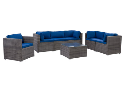 blended grey and oxford blue Outdoor Sofa Set, 7pc Parksville Collection product image by CorLiving#color_blended-grey-and-oxford-blue