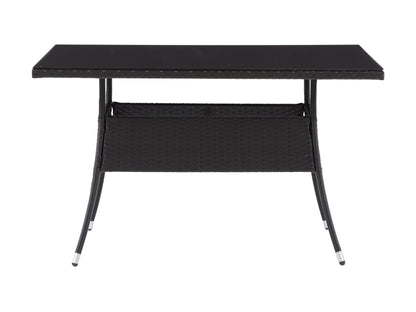 Patio dining set 7pc with grey cushioned chairs, wooden table, and metal frame for outdoor use.