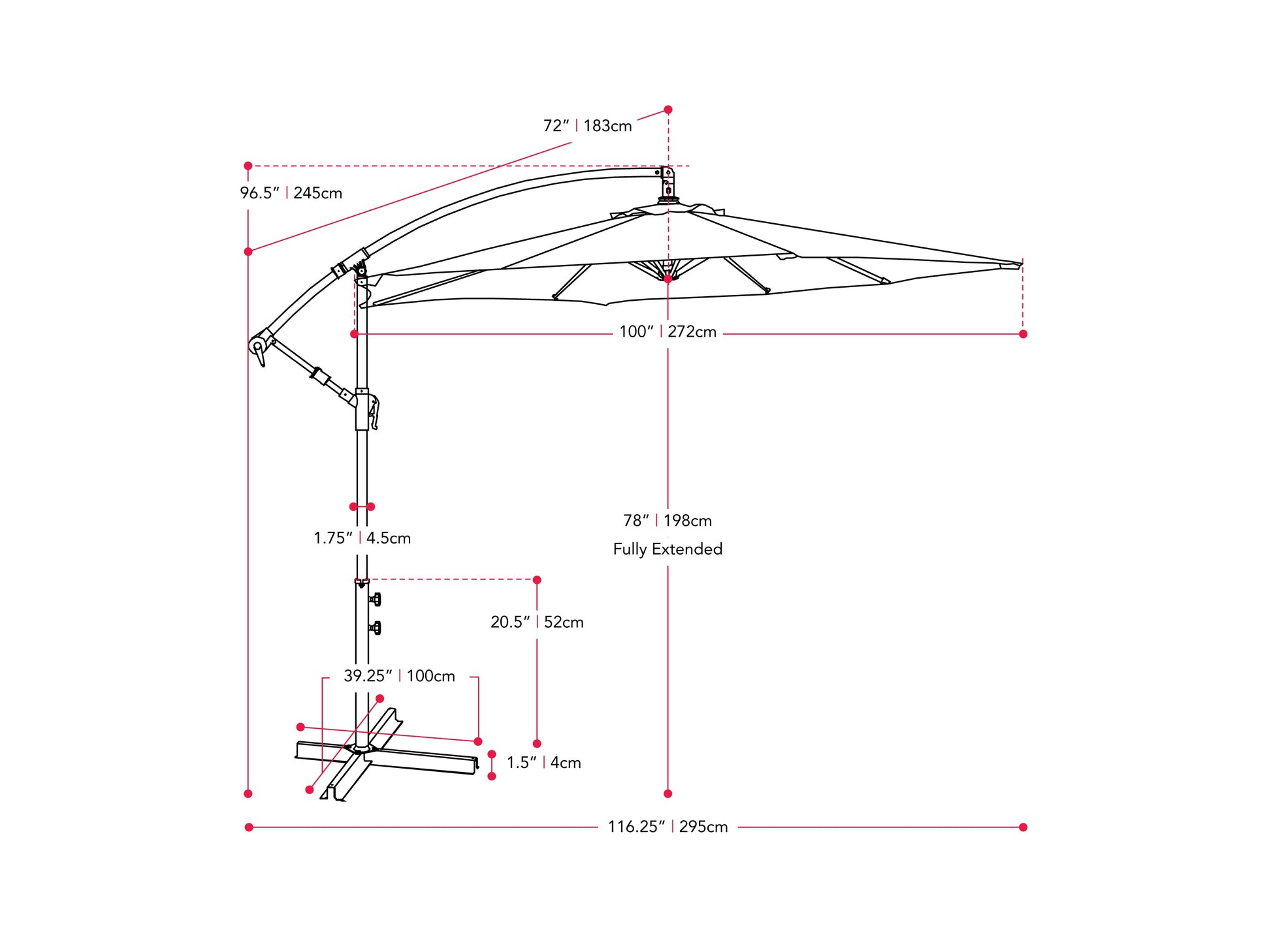 Black 9ft cantilever patio umbrella, tilting mechanism, durable fabric, sturdy frame, outdoor shade solution.