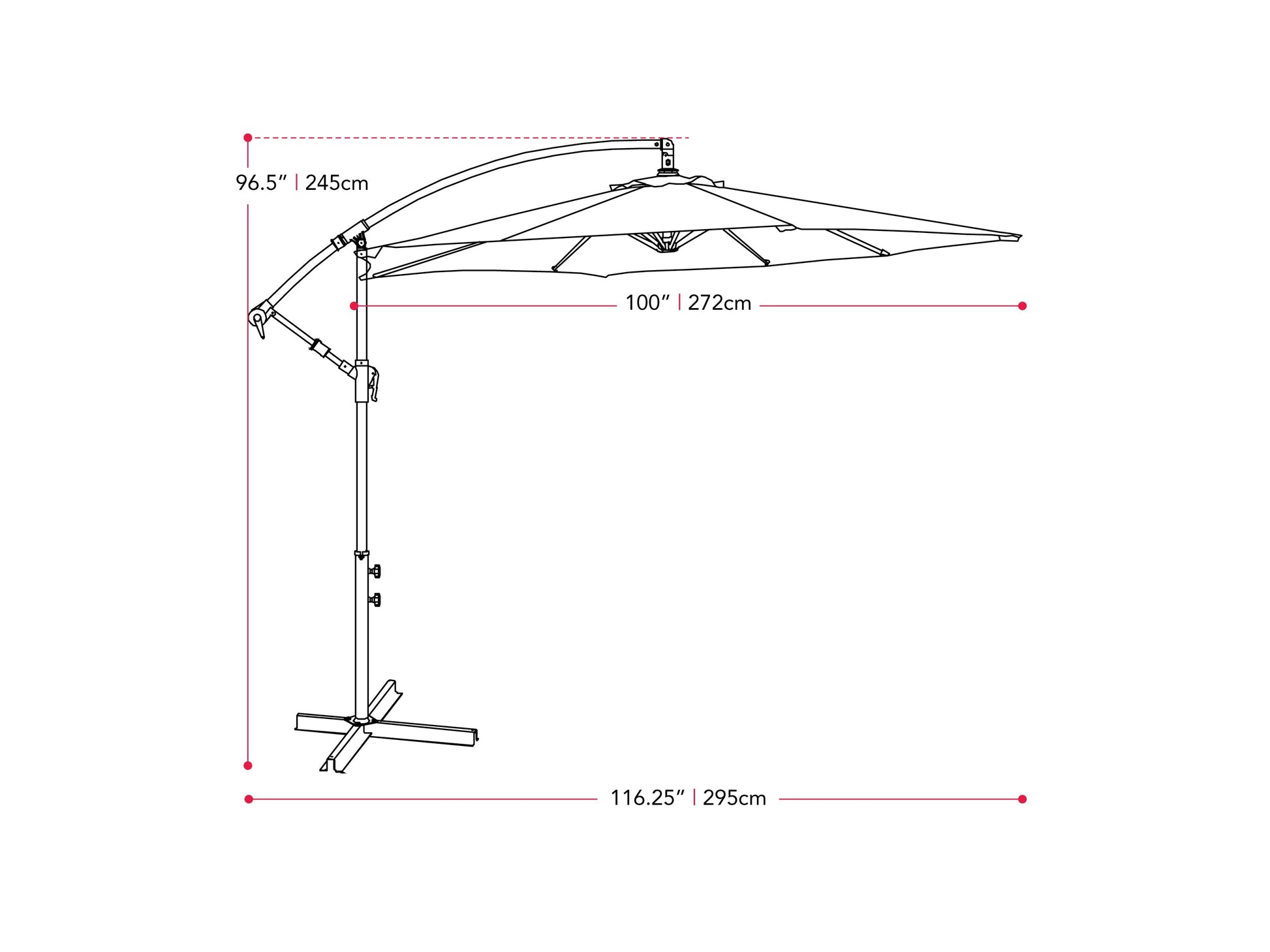 dimensions of 9 ft patio umbrella Cantilever Patio Umbrella
