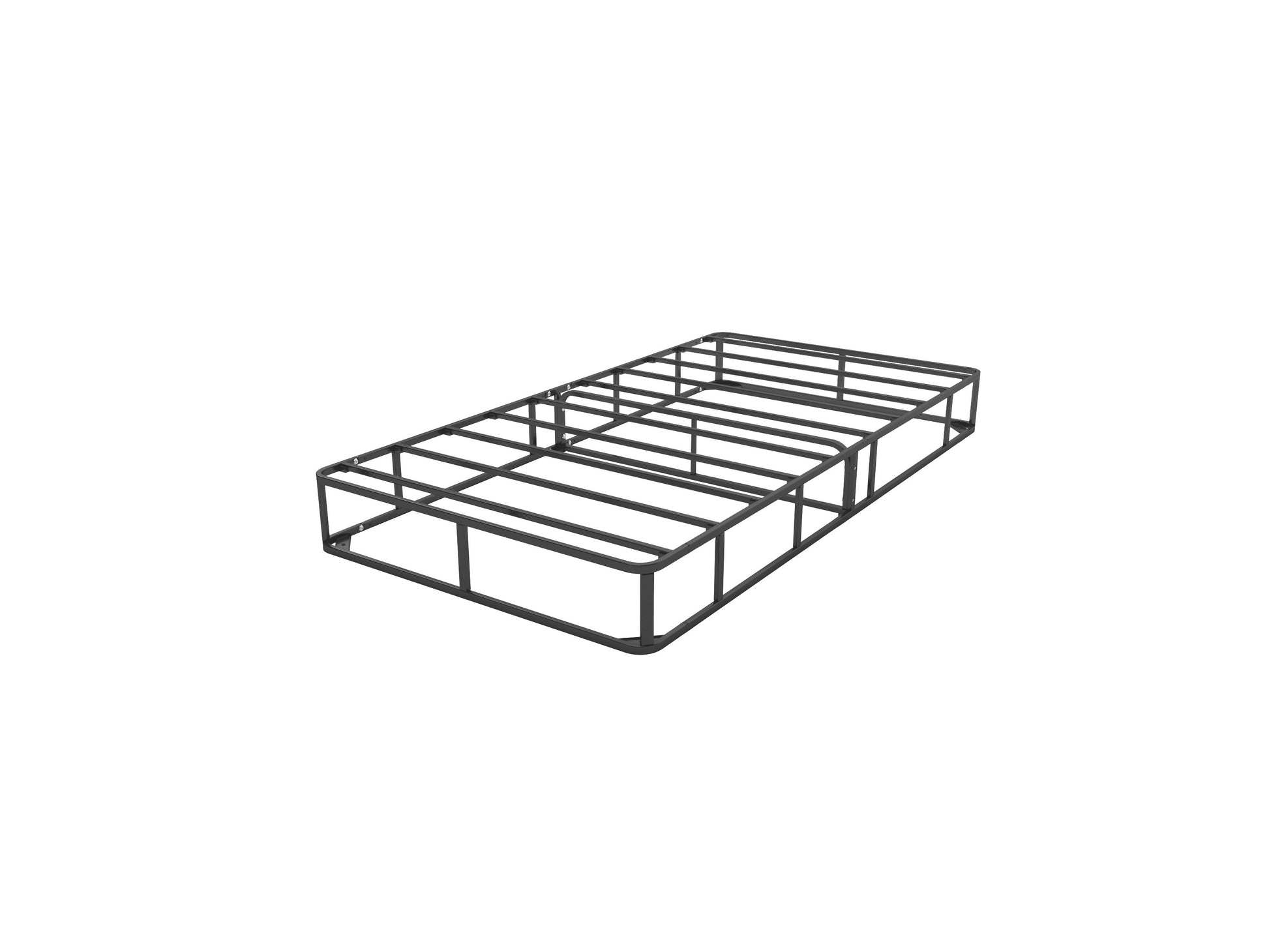 Twin single box spring with sturdy wooden frame, easy-to-assemble design, and white quilted cover. Ideal for twin beds, providing firm support and enhancing mattress longevity.