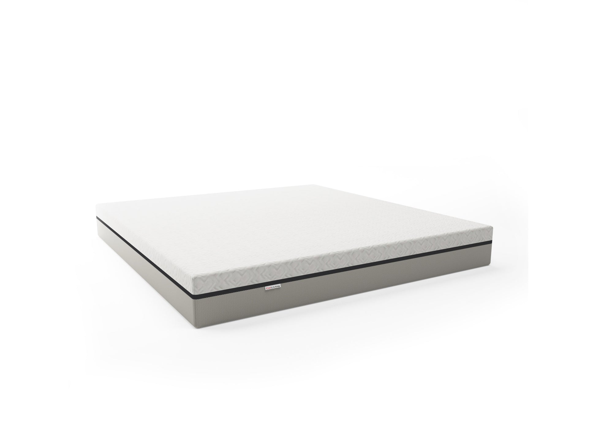King size memory foam mattress with a 10-inch thickness, featuring a quilted white cover and plush texture, designed for ultimate comfort and support. Ideal for a restful night's sleep.