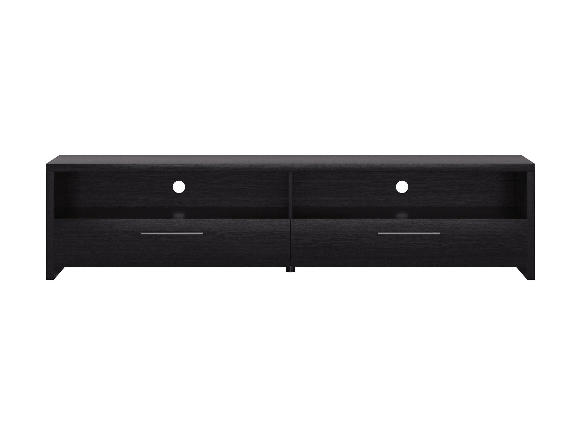 Black TV stand for TVs up to 95 inches, featuring sleek design, ample storage, and sturdy construction.