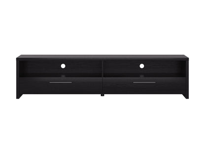 Black TV stand for TVs up to 95 inches, featuring sleek design, ample storage, and sturdy construction.