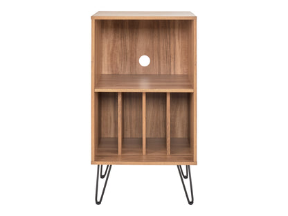 Brown Open Shelved Turntable Stand