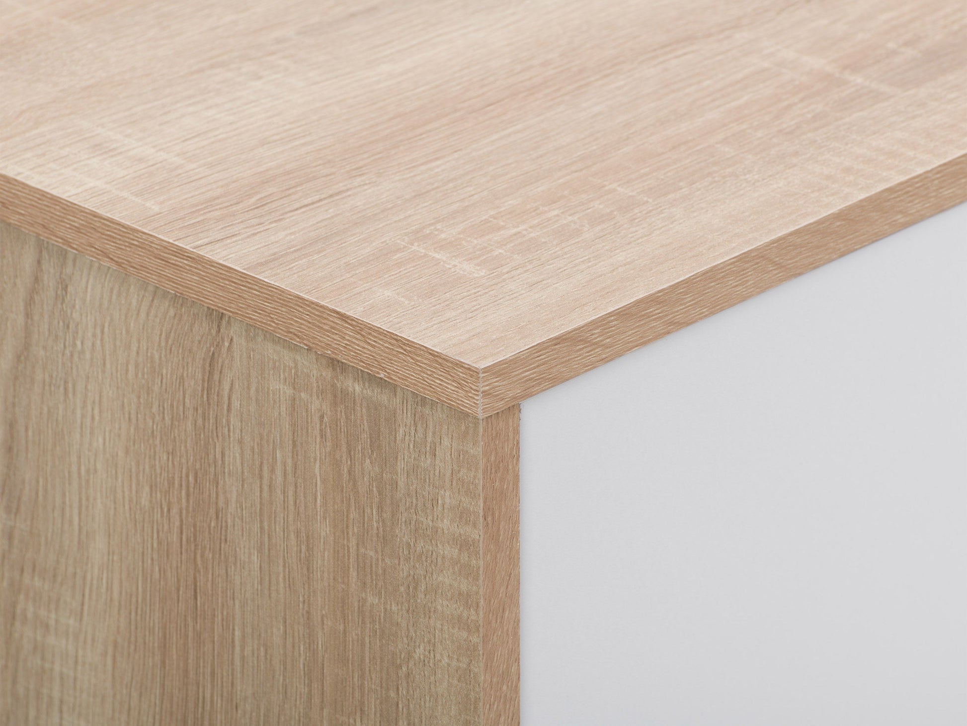Modern brown and white TV stand for 55" TVs, featuring sleek design, open shelving, and sturdy construction.