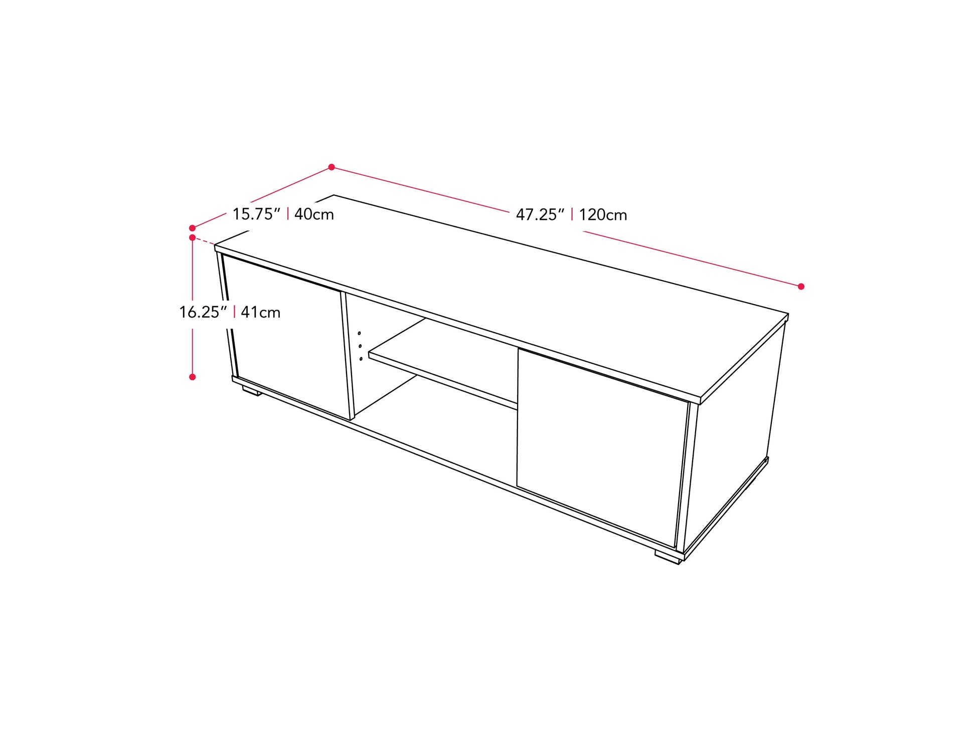 Brown and white modern TV stand for 55" TVs, featuring sleek design, open shelves, and sturdy construction.