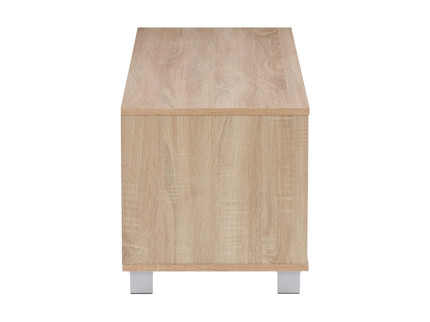 Brown and white modern TV stand for 55-inch TVs, featuring sleek design and ample storage shelves.