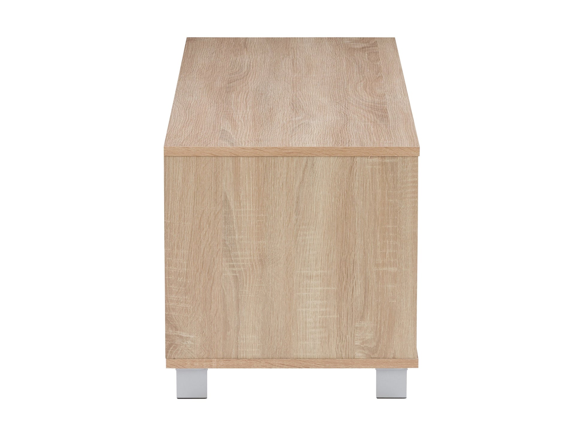Brown and white modern TV stand for 55-inch TVs, featuring sleek design and ample storage shelves.