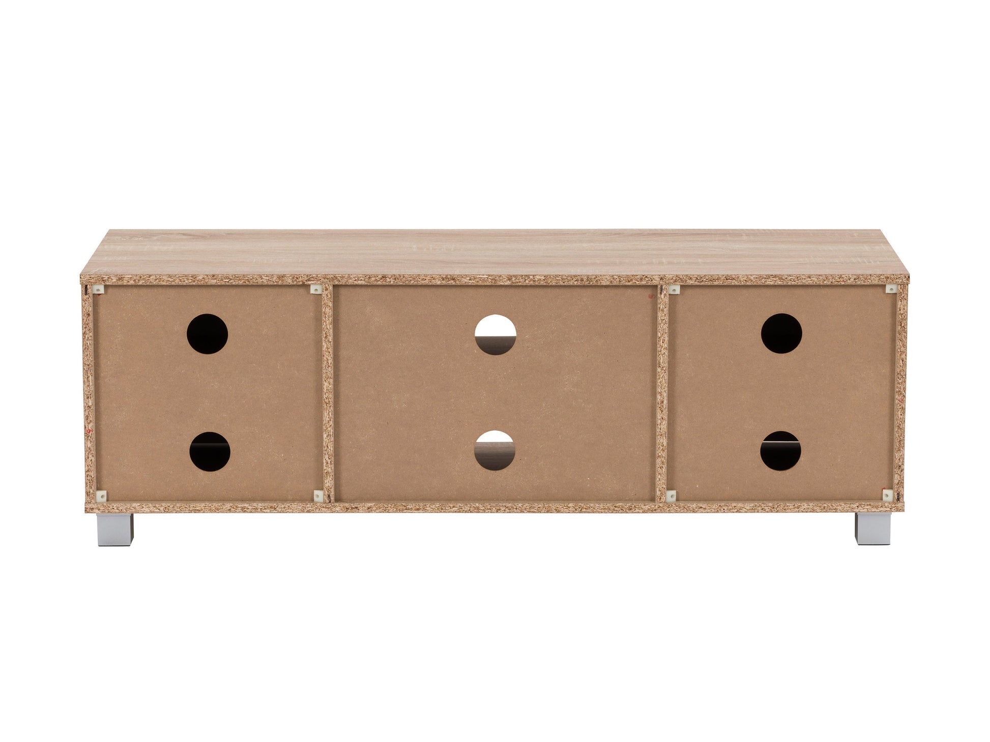 Brown and white modern TV stand for 55-inch TVs, sleek design with storage shelves and minimalist aesthetic.