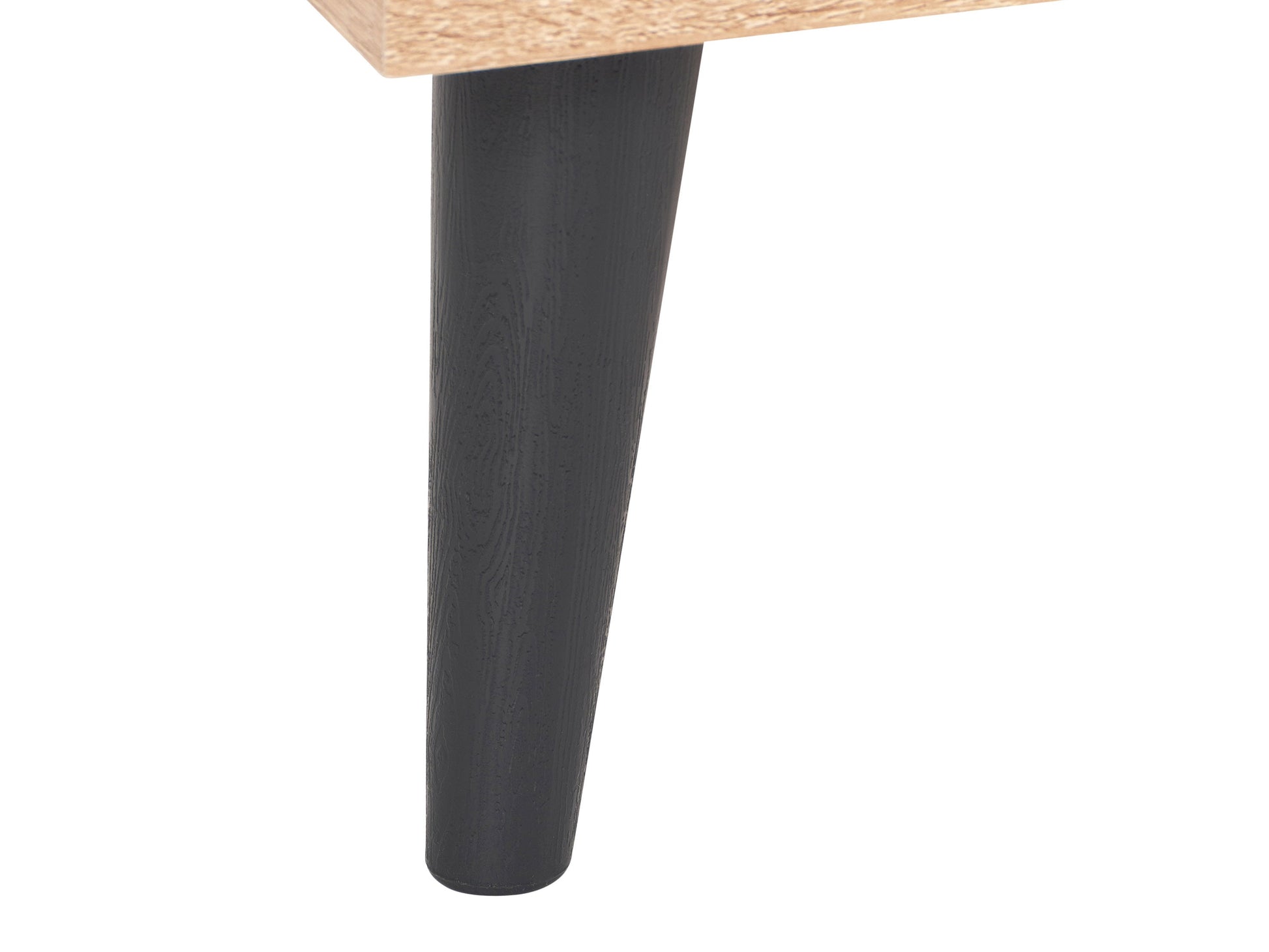 Light wood and grey TV stand with open and closed storage for TVs up to 85 inches, modern minimalist design.