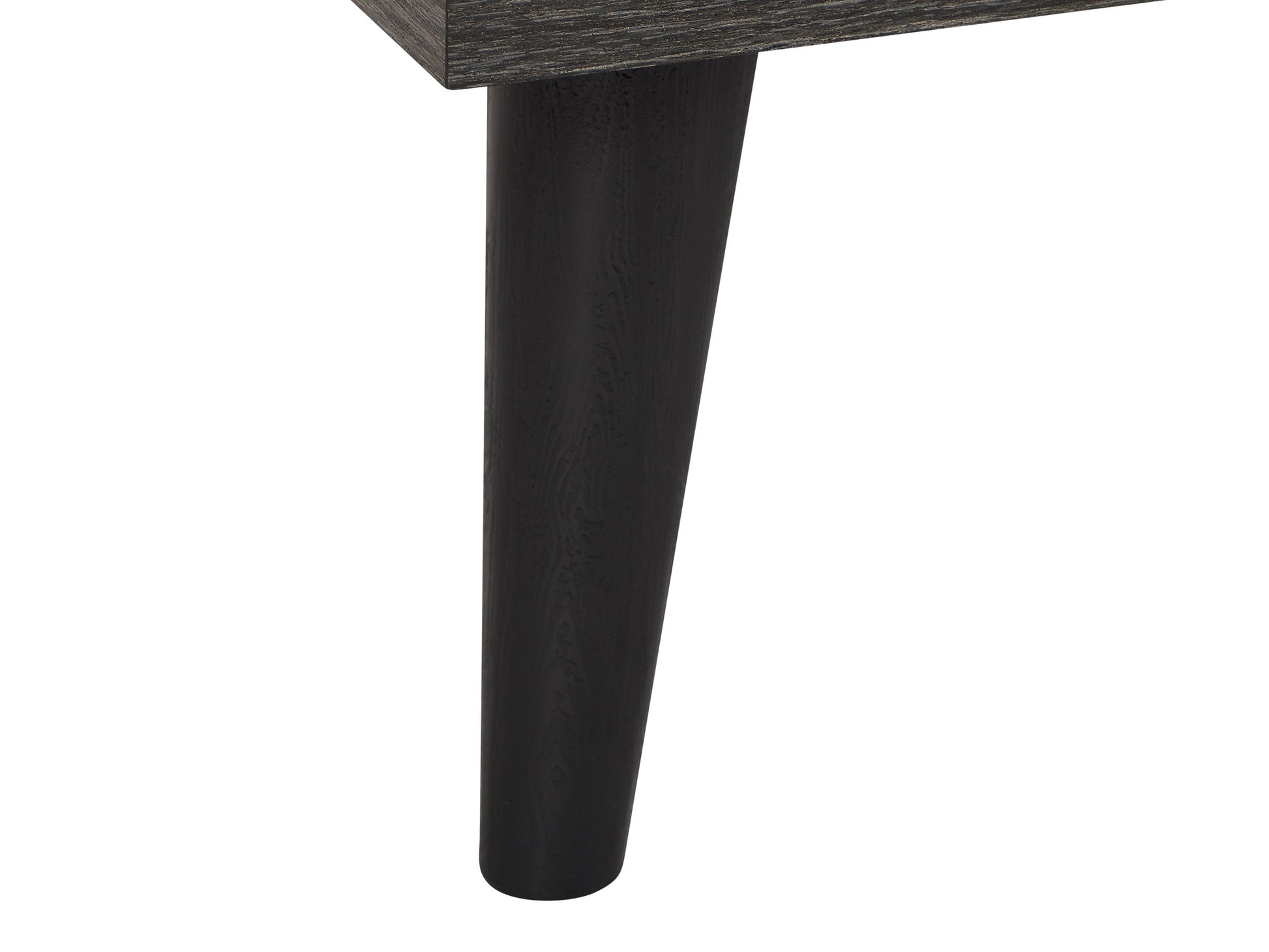 Dark grey TV stand with cabinet storage, fits TVs up to 85 inches, sleek modern design, and durable wood construction.