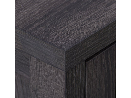 Modern TV stand with sleek black metal frame, wooden shelves, and a glass top; features a minimalist design with open shelving for storage and display, perfect for contemporary living rooms.
