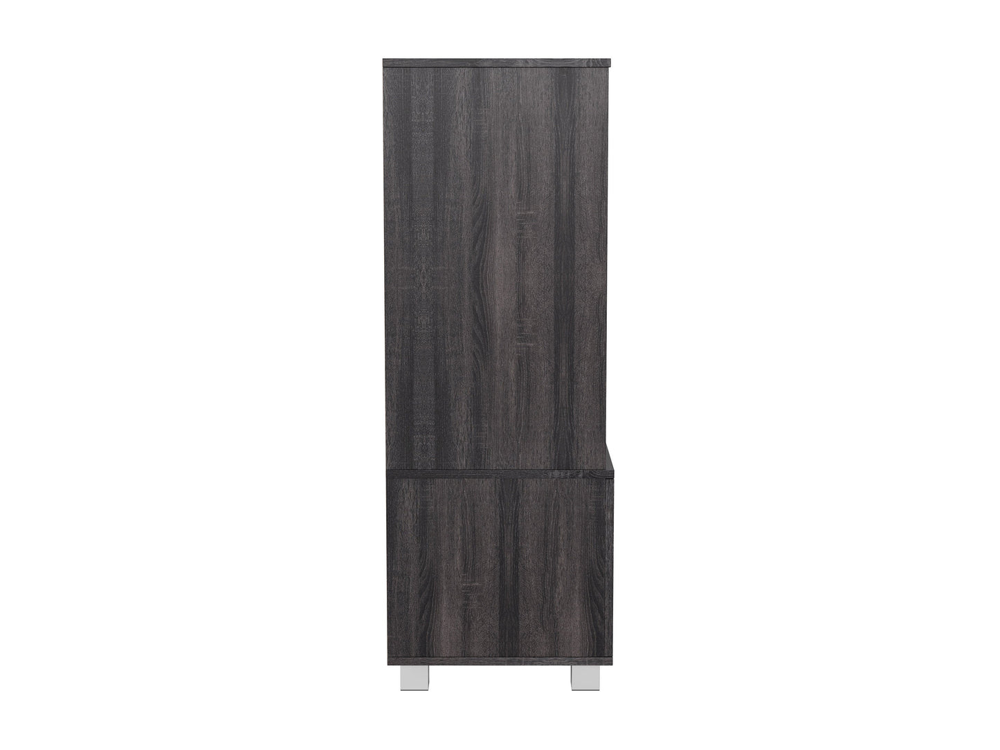Contemporary media shelf with white finish, sleek wooden frame, and spacious storage compartments.