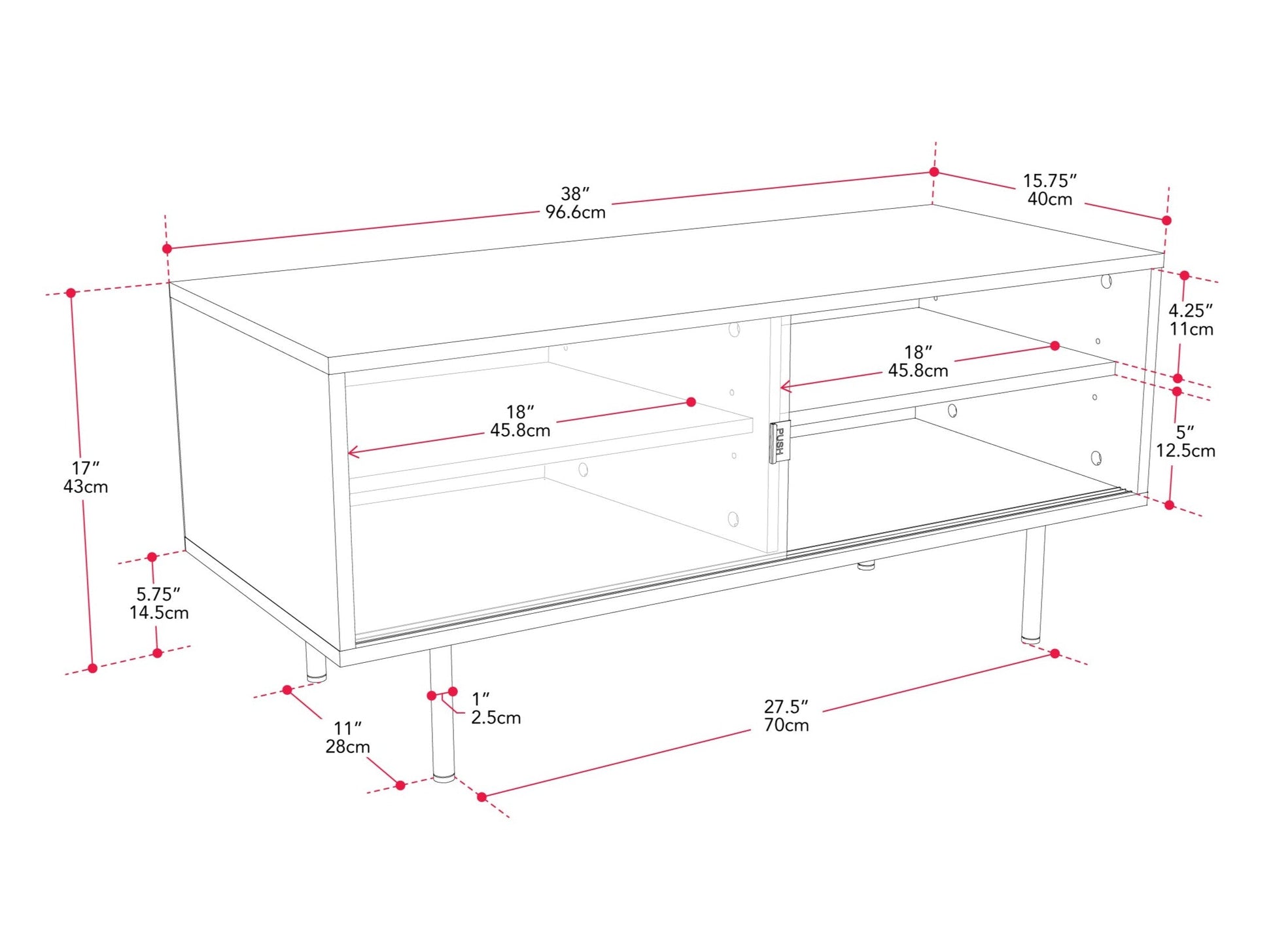Modular TV stand for TVs up to 55 inches, white and oak finish, with open shelving and sleek design.