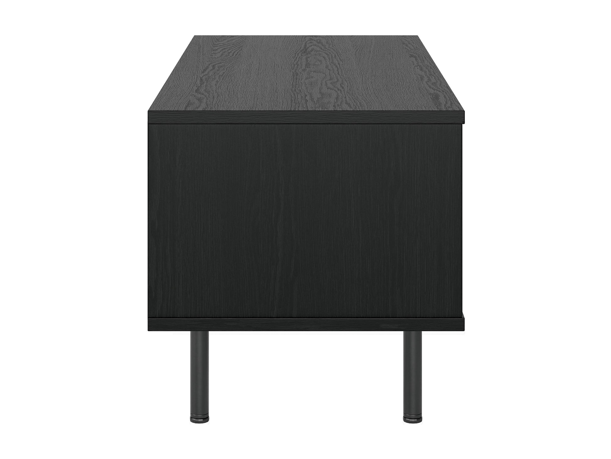 Modular TV stand for TVs up to 55", white and walnut finish, sleek design with ample storage space.