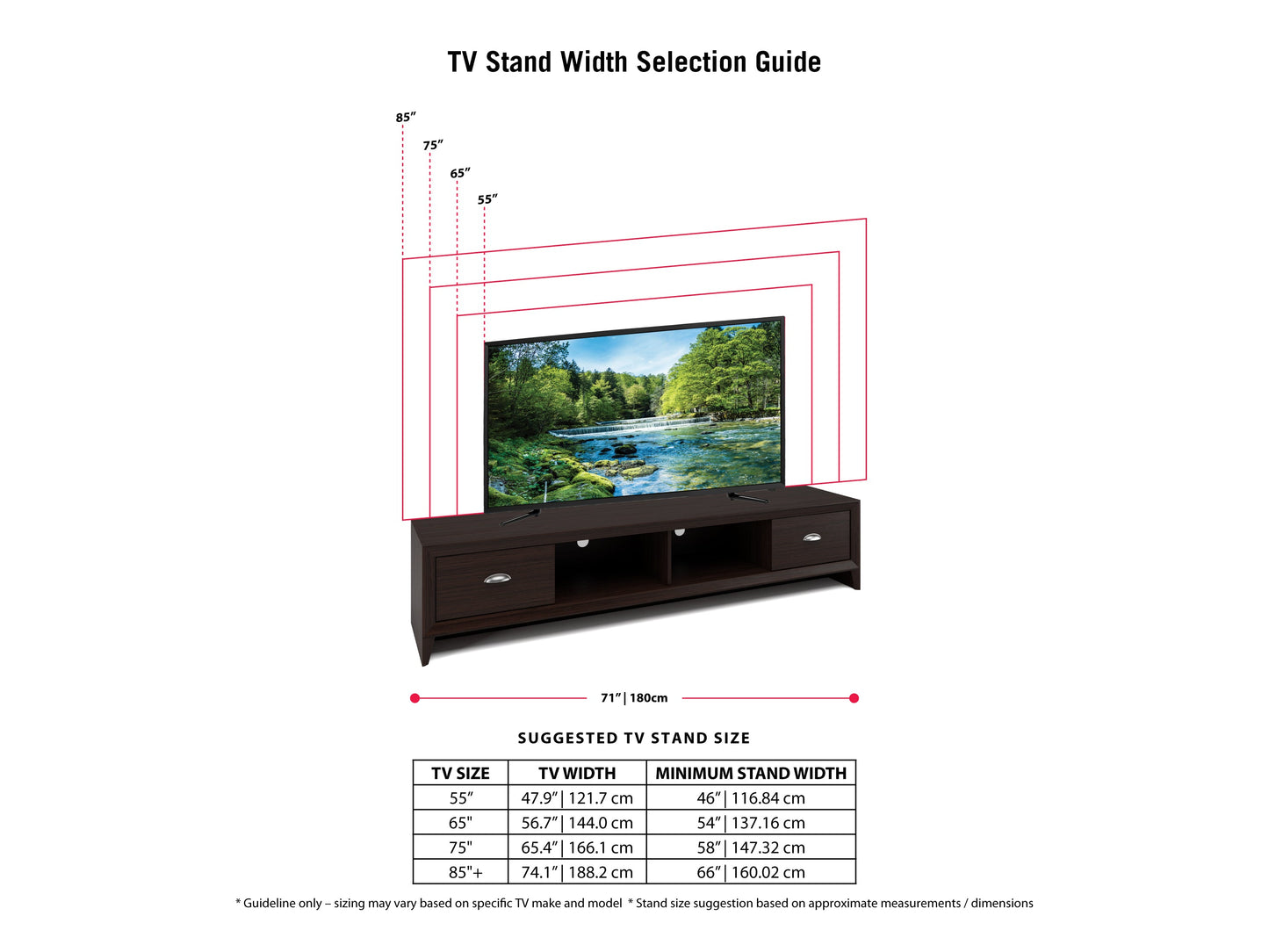 Modern TV stand with a sleek black finish, featuring two spacious open shelves, a sturdy wooden frame, and minimalist design, perfect for contemporary living rooms.