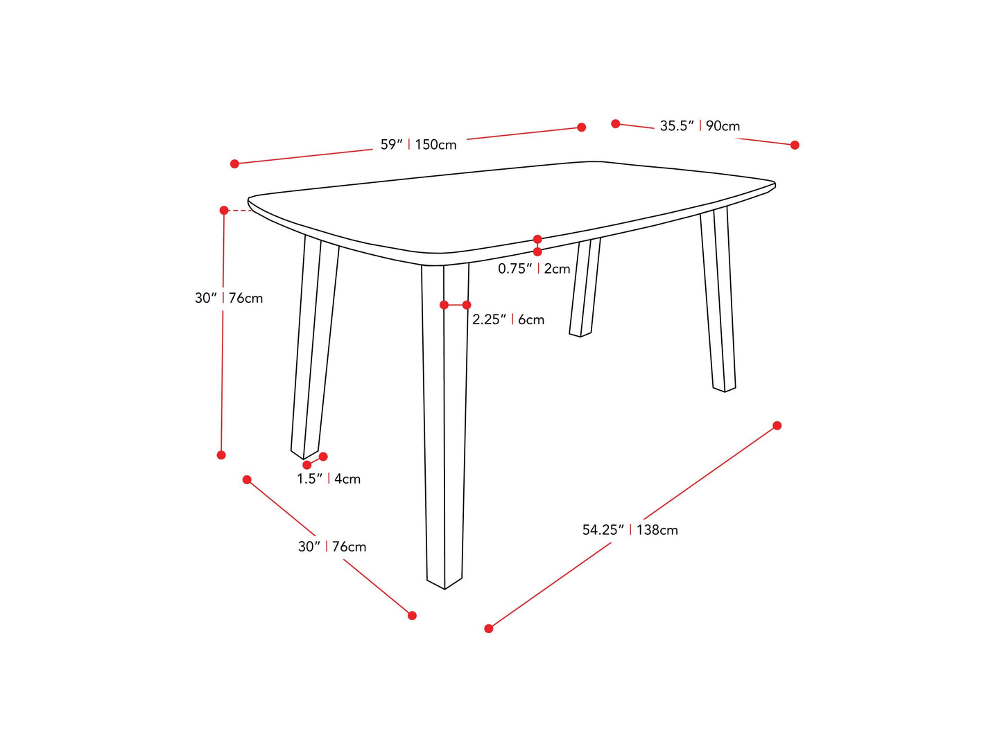 Mid-century modern dining table with a sleek walnut wood finish, tapered legs, and a smooth rectangular surface. Ideal for contemporary dining rooms, this stylish table seats up to six people comfortably.