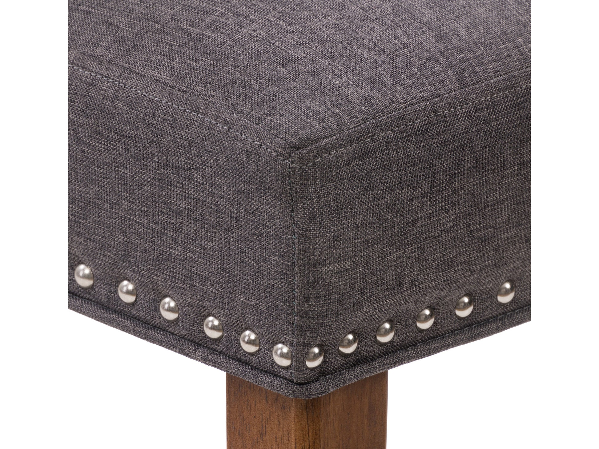 Dark grey mid-century dining chairs, set of 2, with wooden legs and tufted cushions, perfect for modern dining rooms.